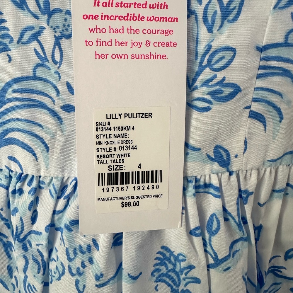 NEW!! Lilly Pulitzer Girls Mini Knoxlie Dress Resort White Tall Tales - Picture 6 of 10
